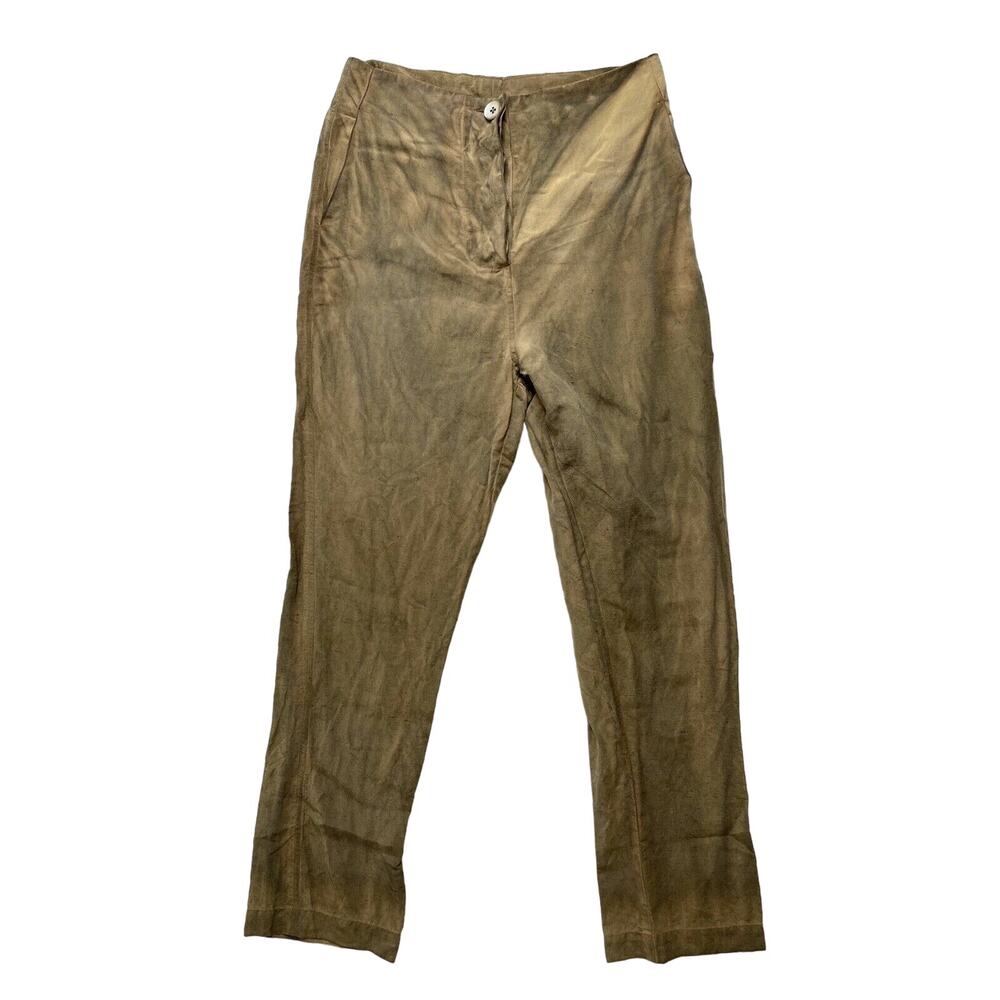 GILDA MIDANI Silk & Linen Blend Art To Wear Dyed Woven Pants Small Lagenlook